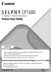 Canon SELPHY CP1300 Printer User Guide