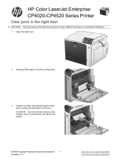 HP CP4525n HP Color LaserJet Enterprise CP4020/CP4520 Series Printer - Clear jams in the right door