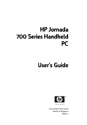 HP Jornada 700 HP Jornada 700 Series Handheld PC - (English) User Guide
