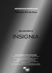 Insignia NS-24L240A13 Important Information (French)