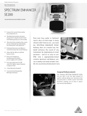 Behringer SE200 Product Information Document