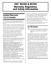 Oki B6200n Warranty, Regulatory and Safety  Information: English