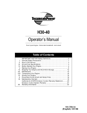 Tecumseh Products H40 Operator Manual