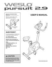 Weslo Pursuit 2.9 Bike Uk Manual