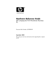 HP dx2100 Hardware Reference Guide