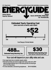 Maytag MVWC300BW Energy Guide