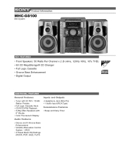 Sony MHC-GS100 Marketing Specifications