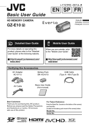 JVC GZ-E10 Basic User Guide