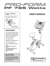 ProForm 785 Watts Bike Uk Manual