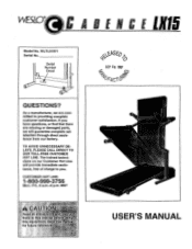 Weslo Cadence Lx 15 Treadmill English Manual