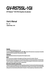 Gigabyte GV-R575SL-1GI Manual