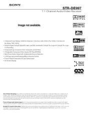 Sony STR-DE997B Marketing Specifications