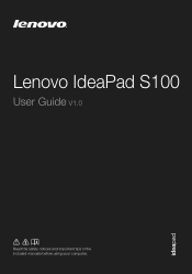 Lenovo S100 Laptop Lenovo IdeaPad S100 User Guide V1.0