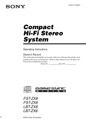 Sony LBT-ZX8 Operating Instructions
