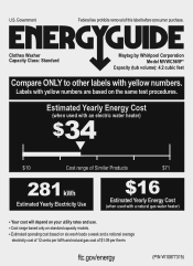 Maytag MVWC565FW Energy Guide