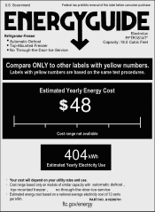 Frigidaire FFTR1814TB Energy Guide