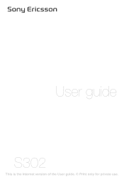 Sony Ericsson S302 User Guide