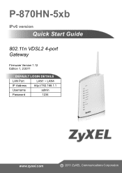 ZyXEL P-870HW-I1 Quick Start Guide