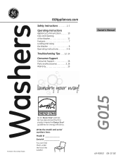 GE GTWS8350HWS Use and Care Manual