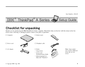 Lenovo ThinkPad A21m ThinkPad A Series Setup Guide