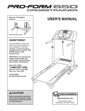 ProForm 650 Crosstrainer Treadmill English Manual
