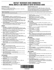 Maytag MMV5219FZ Quick Reference Sheet