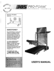 ProForm 385 Treadmill English Manual