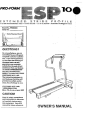 ProForm Esp 10 Treadmill Owners Manual