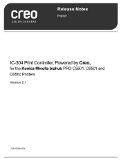 Konica Minolta bizhub PRO C6501/C6501P Creo IC-304 Plus Release Notes version 2.1