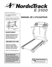 NordicTrack E 3100 Treadmill French Manual