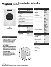 Whirlpool WHD3090G Specification Sheet
