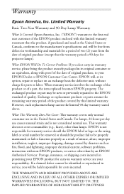 Epson EMP-503C Warranty Statement