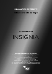 Insignia NS-46E481A13 Important Information (French)