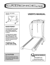 Weslo Cadence C42 Treadmill English Manual