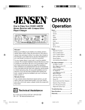 Jensen CH4001 Operation Manual