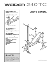 Weider 240 Tc Bench Uk Manual