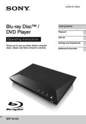 Sony BDP-S2100 Operating Instructions