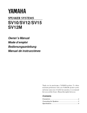 Yamaha SV12 Owner's Manual