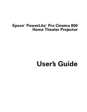 Epson PowerLite Pro Cinema 800 User's Guide