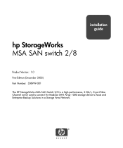 HP StorageWorks MSA 2/8 HP StorageWorks MSA SAN Switch 2/8 Installation Guide (308999-001, December 2002)
