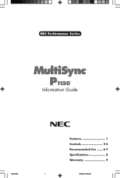 NEC P1150 Information Guide
