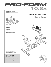 ProForm 10.8x Bike English Manual
