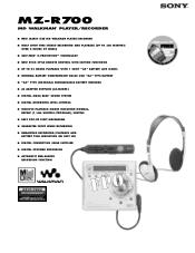 Sony MZ-R700 Marketing Specifications