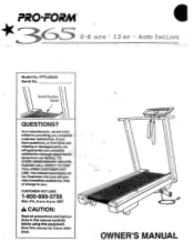 ProForm 365 Treadmill English Manual