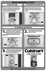 Cuisinart DCC-3000P1 Quick Reference