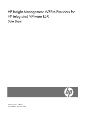 HP ML350 HP Insight Management WBEM Providers for HP integrated VMware ESXi Data Sheets