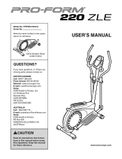 ProForm 220 Zle Elliptical Uk Manual