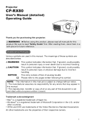 Hitachi CP-RX80 User Manual