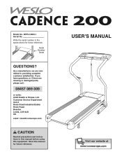 Weslo Cadence 200 Treadmill Uk Manual