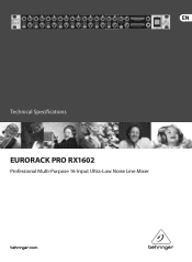 Behringer EURORACK PRO RX1602 Specifications Sheet
